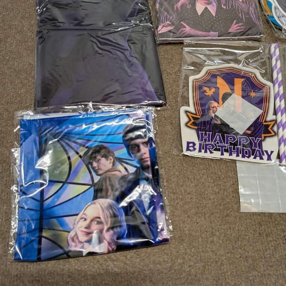 Wednesday Addams Kids Birthday Party Supplies Set Balloons Stickers Plates - Picture 3 of 6